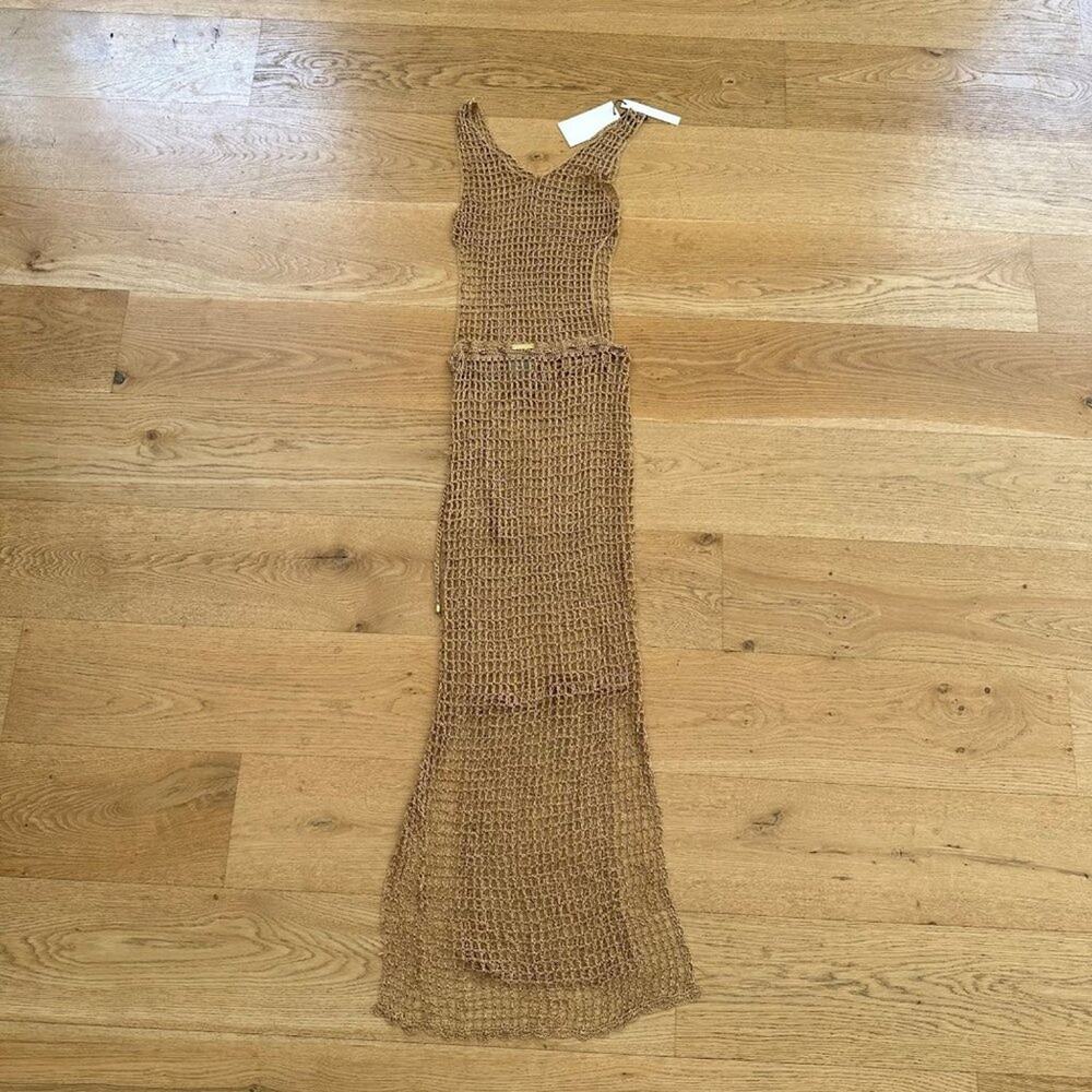 Lisa Maree - Make It Known Net Dress in Gold Metallic